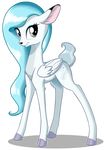  alpha_channel blue_hair cervine cloven_hooves deer feathered_wings feathers female feral fur grey_eyes hair hooves mammal my_little_pony simple_background sirzi smile solo standing transparent_background white_fur wings 
