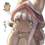  aaaa animal_ears cat eyebrows_visible_through_hair fish fur furry green_eyes highres long_hair made_in_abyss nanachi_(made_in_abyss) simple_background solo translated white_background white_hair 