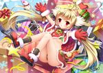  &gt;_&lt; ahoge ass azur_lane bangs bell bird black_legwear black_panties blonde_hair blush boots bow box breasts candy candy_cane capelet chick christmas christmas_stocking commentary_request eldridge_(azur_lane) eyebrows_visible_through_hair facial_mark food fur-trimmed_boots fur-trimmed_capelet fur-trimmed_gloves fur-trimmed_skirt fur_trim gift gift_box gloves green_belt green_bow hair_ornament highleg highleg_panties highres hirotan_insitao looking_at_viewer outstretched_arms panties parted_lips partially_visible_vulva pom_pom_(clothes) red_capelet red_eyes red_footwear red_gloves red_skirt santa_boots santa_costume santa_gloves signature skindentation skirt small_breasts snowman socks solo star torpedo twintails underboob underwear 