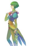  asellus_(saga_frontier) bad_id bad_pixiv_id breasts dress flower green_hair hiko_(scape) lowres red_flower red_rose rose saga saga_frontier short_hair solo sword weapon 