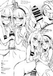  2girls :&gt; absurdres animal_ears asanagi azur_lane bangs bar_censor blunt_bangs bow censored cropped crown eyebrows_visible_through_hair fang fellatio flat_chest gloves greyscale hair_bow hairband hand_on_another's_head hetero highres holding_hands interlocked_fingers long_hair looking_at_viewer male_pubic_hair mini_crown monochrome multiple_fellatio multiple_girls navel nipples nude open_mouth oral parted_lips penis pregnant pubic_hair queen_elizabeth_(azur_lane) sidelocks smile solo_focus translation_request warspite_(azur_lane) 