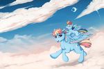  2017 blackfury blackkaries blue_feathers blue_fur cutie_mark daughter detailed_background digital_drawing_(artwork) digital_media_(artwork) duo equine feathered_wings feathers female feral friendship_is_magic fur hair hooves mammal mother mother_and_daughter multicolored_hair my_little_pony outside parent pegasus rainbow_dash_(mlp) rainbow_hair sky star starry_sky windy_whistles_(mlp) wings 