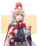  3girls anocurry aqua_(fire_emblem_if) blue_hair brown_hair chibi climbing fire_emblem fire_emblem_heroes fire_emblem_if hinoka_(fire_emblem_if) japanese_clothes kimono long_hair looking_at_viewer male_my_unit_(fire_emblem_if) miniboy minigirl multiple_boys multiple_girls my_unit_(fire_emblem_if) pink_hair pointy_ears ponytail red_eyes red_hair ryouma_(fire_emblem_if) sakura_(fire_emblem_if) scarf siblings smile spiked_hair takumi_(fire_emblem_if) white_hair 