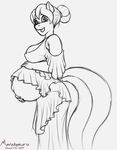  2017 anthro anthrofied belly breasts bundle_joy clothing dress earth_pony equine fan_character female hand_on_stomach horse looking_at_viewer mammal marukomuru my_little_pony navel open_mouth pony pregnant sketch solo 