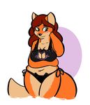  anthro beverage big_breasts blush breasts canine cat_keyhole clothing embarrassed female fox lingerie mammal notsafeforpika solo standing tea 