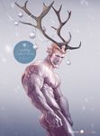  2017 animal_humanoid barazoku better_version_at_source blonde_hair butt cervine christmas ear_piercing hair holidays humanoid male mammal muscular nude ornaments pale_skin piercing pointy_ears reindeer ribbons silverjow snow snowing solo winter 