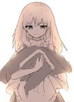  crying crying_with_eyes_open hat highres kirisame_marisa long_hair looking_at_viewer marisuku monochrome sad_smile sepia solo tears touhou witch_hat 