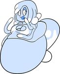  belly big_belly big_breasts blue_clothing blue_dress blue_eyes blue_skin breasts clothed clothing cute dress female ghost hair hyper hyper_belly hyper_inflation inflation looking_at_viewer morbidly_obese not_furry obese overweight quasi quasi-ghost simple_background smile solo spirit sweer-tomato tentacles weight_gain white_background 