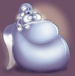  belly big_belly big_breasts blue_clothing blue_dress blue_eyes blue_skin breasts clothed clothing cute dress female ghost hair huge_breasts hyper hyper_belly hyper_inflation inflation morbidly_obese not_furry obese overweight quasi quasi-ghost solo spirit sweer-tomato tentacles weight_gain 