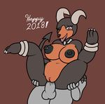  2017 2018 anal anal_penetration anthro balls big_breasts blush breasts digital_media_(artwork) duo female holidays horn houndoom male male/female mammal mr.under new_year nintendo nipples nude open_mouth penetration penis piercing pok&eacute;mon pok&eacute;mon_(species) pussy sex simple_background smile teeth thick_thighs tongue video_games wide_hips 