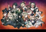  6+boys 6+girls akamatsu_kaede alternate_costume amami_rantarou animal_ears black_hair blonde_hair blue_eyes chabashira_tenko danganronpa english everyone gokuhara_gonta green_eyes green_hair happy_halloween harukawa_maki hat highres holding holding_weapon hoshi_ryouma iruma_miu keebo looking_at_viewer momota_kaito multiple_boys multiple_girls new_danganronpa_v3 ouma_kokichi pink_eyes purple_eyes red_eyes red_hair saihara_shuuichi sakuyu shinguuji_korekiyo shirogane_tsumugi smile toujou_kirumi weapon white_hair yellow_eyes yonaga_angie yumeno_himiko 