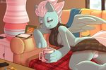  2018 anthro anthrofied atane27 beverage breasts clothed clothing cup equine feathered_wings feathers female fleetfoot_(mlp) friendship_is_magic hair inside mammal my_little_pony one_eye_closed panties patreon pegasus photo side_boob sofa solo spitfire_(mlp) sweater underwear virgin_killer_sweater white_hair wings wonderbolts_(mlp) 