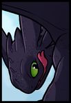  black_scales blitzdrachin dragon feral green_eyes how_to_train_your_dragon scales tongue tongue_out toothless 