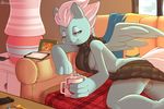  2018 anthro anthrofied atane27 beverage breasts clothed clothing cup equine feathered_wings feathers female fleetfoot_(mlp) friendship_is_magic hair inside mammal my_little_pony one_eye_closed patreon pegasus photo pussy side_boob sofa solo spitfire_(mlp) sweater virgin_killer_sweater white_hair wings wonderbolts_(mlp) 