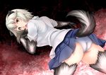  animal_ears ass brown_eyes gray_hair panties short_hair skirt tagme_(artist) tagme_(character) tail underwear wolfgirl 