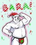  2017 alexyorim barazoku bear body_hair chest_hair christmas clothing flexing holidays jockstrap looking_at_viewer mammal musclechub polar_bear pubes santa_claus underwear 