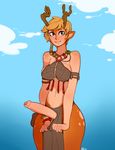  battlerite blossom_(battlerite) breasts cervine cleavage clothed clothing deer dickgirl erection foreskin intersex looking_at_viewer mammal penis r4 solo uncut 