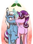  2017 blush duo equine fluffy friendship_is_magic horn inuhoshi-to-darkpen kissing mammal mistletoe my_little_pony plant starlight_glimmer_(mlp) trixie_(mlp) unicorn 