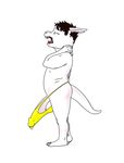  anthro balls bulge clothing cub dragon erection erection_under_clothes long_penis male open_mouth penis solo speedo swimsuit twisteddragon yawn young 