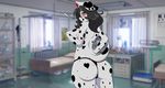  &lt;3 2018 anthro big_breasts big_butt black_hair black_markings black_spots blush breasts butt canine clothing covering covering_breasts curvaceous dalmatian day dog english_text female fur green_eyes hair hat heart_spot hospital inside looking_at_viewer looking_back mammal markings mastergodai mostly_nude nurse nurse_hat panties seductive spots text thick_thighs underwear voluptuous white_fur wide_hips 