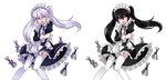  :o add_(elsword) april_fools apron bell black_dress black_hair covering cropped_legs crossdressing dress dual_persona elsword embarrassed frilled_dress frills highres hwansang juliet_sleeves knees_together_feet_apart long_hair long_sleeves maid multiple_boys multiple_girls official_art open_mouth puffy_sleeves purple_eyes silver_hair thighhighs transparent_background twintails white_apron white_legwear zettai_ryouiki 