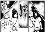  3girls backpack bad_id bad_pixiv_id bag beanie blush closed_eyes eyewear_on_head fire from_behind gen_7_pokemon greyscale hala_(pokemon) handbag hat island_kahuna lillie_(pokemon) long_hair mizuki_(pokemon) monochrome mother_(pokemon) multiple_girls notori_d open_mouth pokemon pokemon_(creature) pokemon_(game) pokemon_sm ponytail shirt short_hair short_sleeves shorts skirt smile sunglasses tapu_koko tied_shirt z-ring 