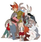  2016 alpha_channel anthro blues_eyes canine clothed clothing cub diaper disney female fox fully_clothed fur green_eyes grey_eyes grey_fur group group_hug half-closed_eyes hug hugging_from_behind jailbird judy_hopps lagomorph long_ears looking_back male male/female mammal nick_wilde one_eye_closed open_mouth orange_fur pink_eyes rabbit simple_background standing transparent_background young zootopia 