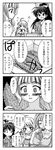  4koma ? ahoge bangs bitter_melon blush breasts character_request cleavage closed_mouth comic commentary_request eyebrows_visible_through_hair ganaha_hibiki greyscale idolmaster idolmaster_(classic) monochrome multiple_girls open_mouth rikumoto_yoshiyuki translation_request 
