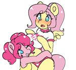  2018 animated anthro blush clothed clothing cutie_mark duo earth_pony equine female fluttershy_(mlp) friendship_is_magic hair horse mammal my_little_pony one_eye_closed open_mouth pegasus pinkie_pie_(mlp) pony simple_background tolsticot white_background wings 