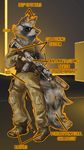  anthro boots bulletproof_vest clothed clothing deerface_(artist) english_text eyewear footwear full_portrait fully_clothed fur grey_fur gun holding_object holding_weapon knee_pads looking_aside male mammal outline pants procyonid raccoon ranged_weapon solo standing sunglasses tervos_(artist) tervos_(character) text weapon 