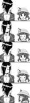  absurdres animal_ears ark_royal_(azur_lane) azur_lane breasts cat_ears cleavage closed_eyes comic commentary_request ears_through_headwear greyscale hair_over_one_eye hat highres imomushi_(iimomushii) kindergarten_uniform large_breasts long_hair looking_at_another monochrome multiple_girls mutsuki_(azur_lane) mutsuki_face school_hat short_hair silent_comic 