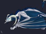  blue_eyes claws curved_horns dragon female frill horn ice_dragon lovecatsanddragons mane membranous_wings plates scales simple_background spade white_scales wings 
