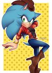  breasts cowgirl_(disambiguation) crossgender female genderbender hat hedgehog mammal nipples pikative sonic_(series) sonic_the_hedgehog 