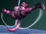  3d_(artwork) anthro clothing digital_media_(artwork) dinosaur female footwear high_heels idsaybucketsofart interstellar_demon_stripper kruk muscular pole reptile rick_and_morty scalie shoes stripper_pole 