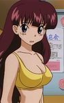  1girl animated animated_gif belly breasts brown_hair cleavage long_hair medium_breasts mizuki_miku talking usagi-chan_de_cue 