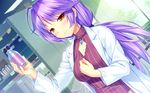  aoi_miyabi blush boku_to_koi_suru_ponkotsu_akuma breasts game_cg long_hair necklace purple_hair sayori smile yellow_eyes 