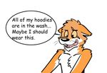 anthro canine dialogue english_text eye_scar eyebrows fangs fur hi_res male mammal multicolored_fur open_mouth orange_eyes orange_fur ruskeydoodles scar simple_background solo speech_bubble text tongue whiskers white_background white_fur 
