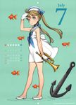  absurdres anchor blue_eyes brown_hair calendar fish gloves ooyari_ashito sailor tagme trumpet 