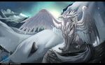  2010 avian claws day detailed_background digital_drawing_(artwork) digital_media_(artwork) feathered_wings feathers feral gryphon grypwolf outside sitting solo stanidng white_beak wings 