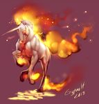  2013 digital_media_(artwork) fire grypwolf hooves horn nintendo pok&eacute;mon pok&eacute;mon_(species) purple_background rapidash simple_background video_games 