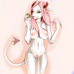  2016 absurd_res anthro apple bovid bovine breasts cattle female food fruit fur hair hi_res mammal nastynatalie nipples nude pussy simple_background solo 