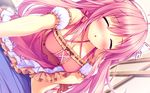  blush boku_to_koi_suru_ponkotsu_akuma breasts cleavage game_cg headband kiritani_riria long_hair masturbation panty_pull pink_hair sayori smile 