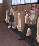  1boy 2boys bathroom cum erection male_focus masturbation multiple_boys orgasm penis public ricedogs solo urinal 