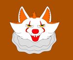  2017 buckteeth canine close-up clown epiccodster118 fur it makeup mammal nightmare_fuel orange_background orange_fur parody pennywise_the_dancing_clown red_nose simple_background solo teeth yellow_eyes 