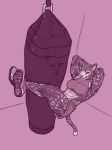  anthro clothed clothing exercise feline footwear greasymojo hands_behind_head legwear male mammal monochrome muscular muscular_male sandbag shoes solo thigh_highs 