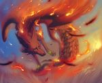 2012 canine detailed_background digital_drawing_(artwork) digital_media_(artwork) feathered_wings feathers feral fire fox fur grass grypwolf mammal paws solo wings 