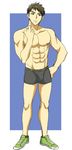  1boy abs black_hair bulge crotch free! full_body male_focus muscle pokkor0123 shoes solo tagme topless yamazaki_sosuke 