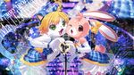  1girl artist_request blonde_hair cat character_request furry green_eyes heart_hands microphone paperman red_eyes short_hair solo 