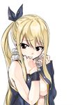  1girl blonde_hair breasts fairy_tail female large_breasts long_hair lucy_heartfilia mashima_hiro no_bra official_art ponytail tatoo 