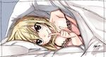  1girl bed blonde_hair breasts fairy_tail female large_breasts long_hair lucy_heartfilia lying mashima_hiro official_art on_bed 